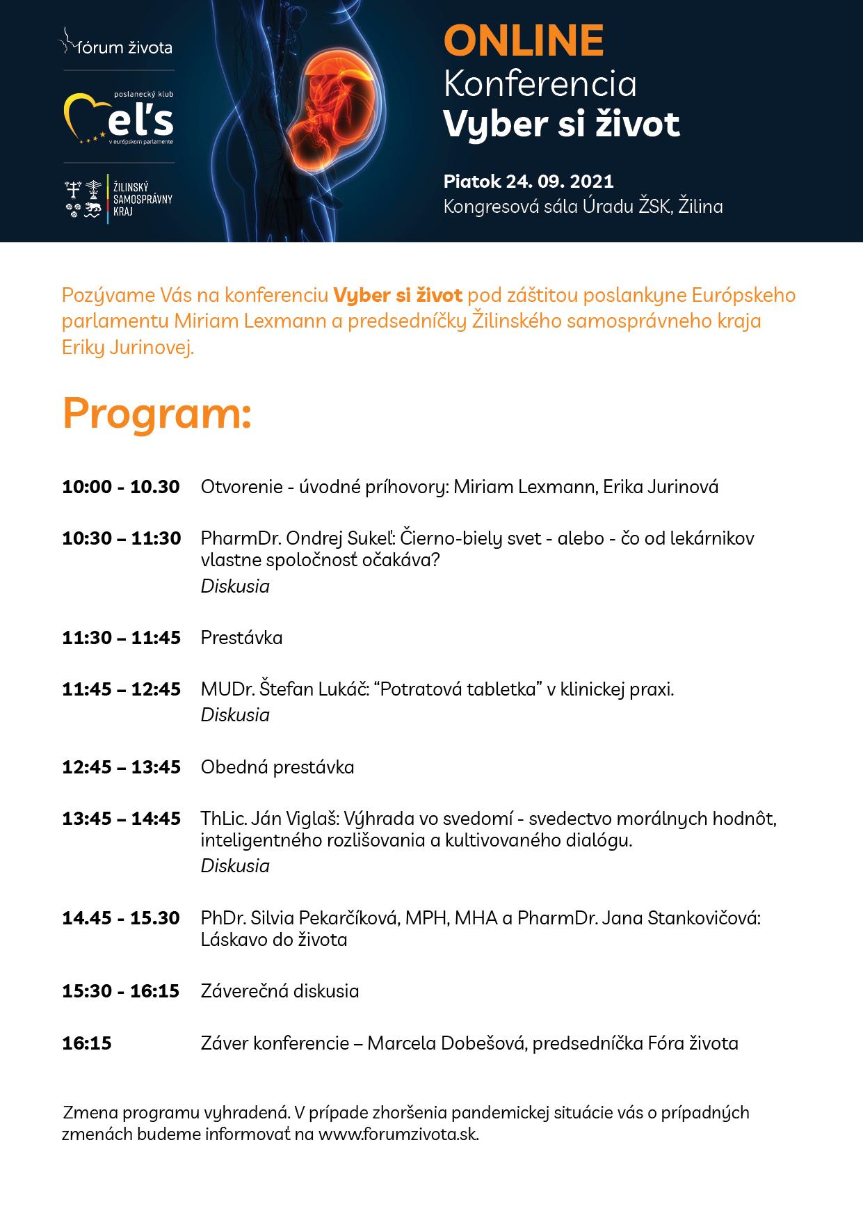 Na konferencii Vyber si život sa bude hovoriť aj o potratovej tabletke