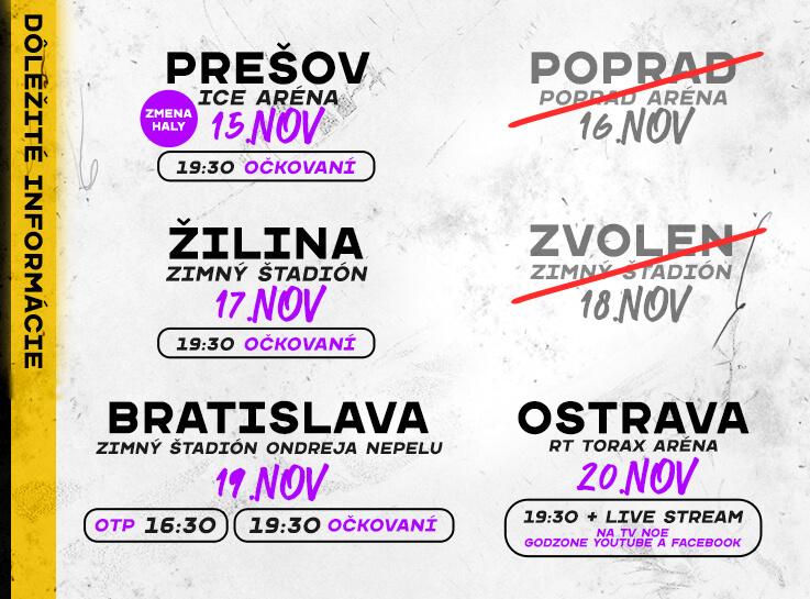 Dôležité zmeny v programe vystúpení GODZONE tour 2021